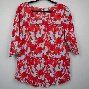 Soft Surroundings Siesta Key light blue and red tunic top-M